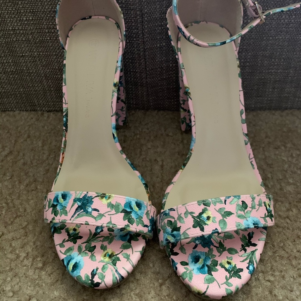 Blue and Pink Flower Heels